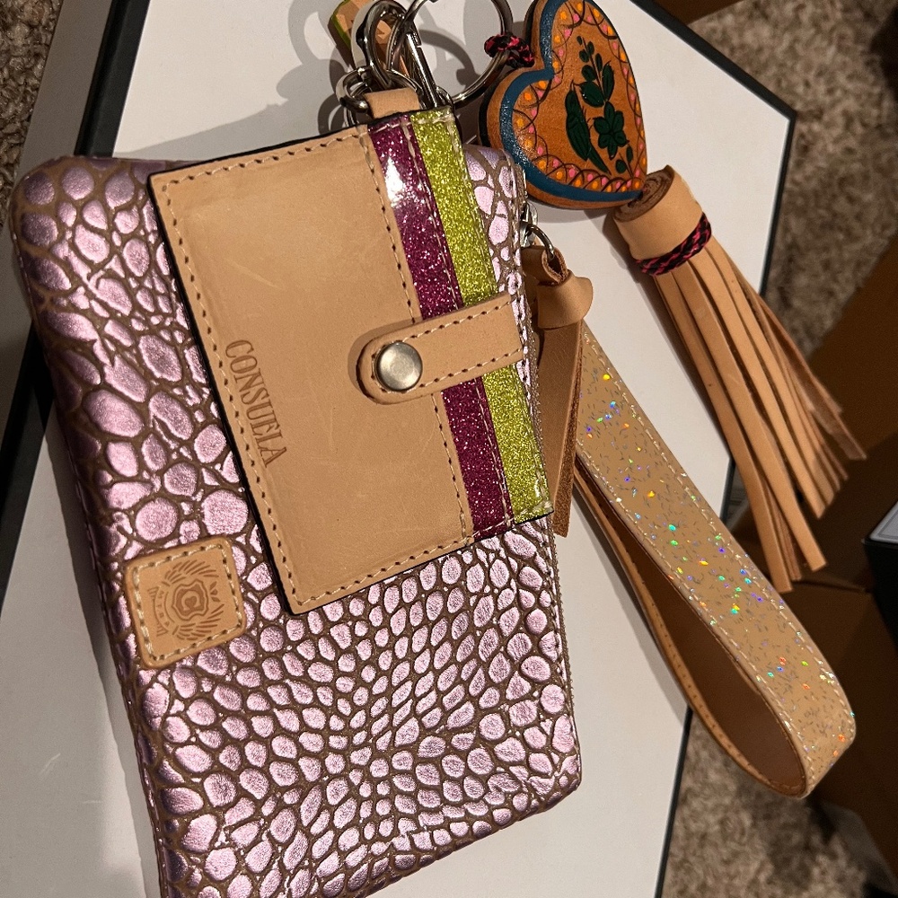 Consuela wristlet with card holder
